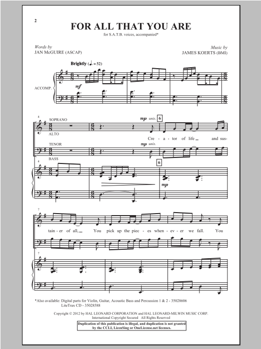 For All That You Are (SATB Choir) von James Koerts