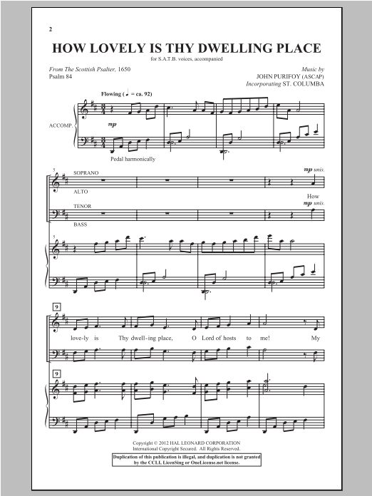 How Lovely Is Thy Dwelling Place (SATB Choir) von John Purifoy