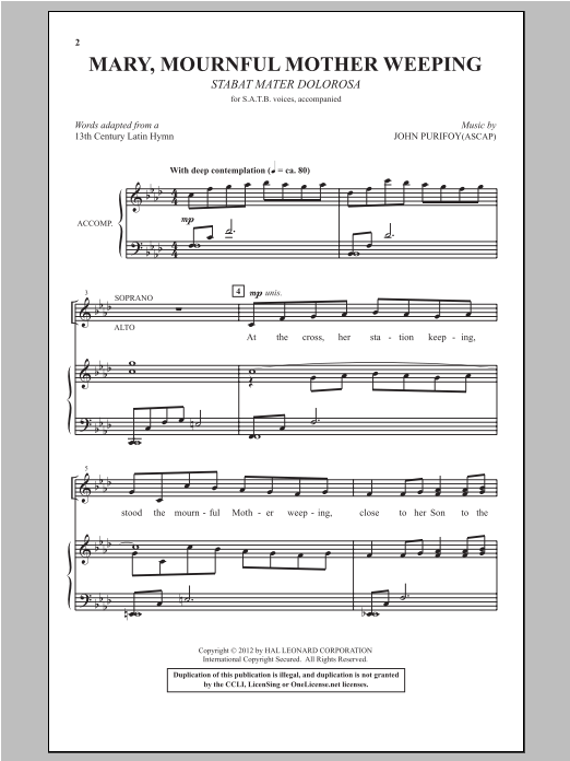 Mary, Mournful Mother Weeping (SATB Choir) von John Purifoy