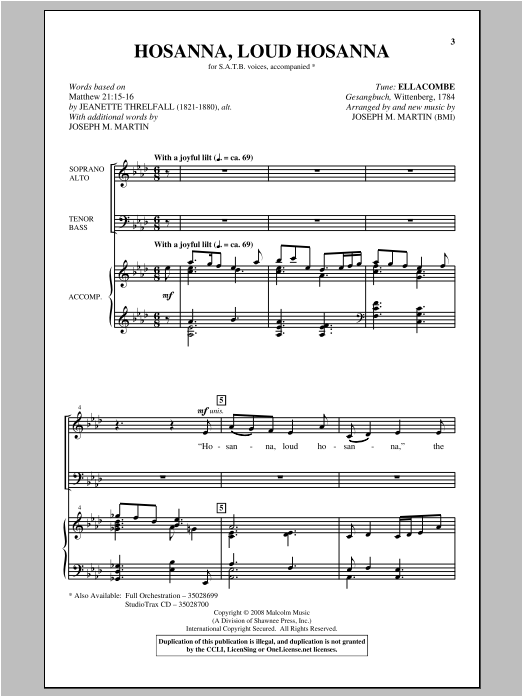 Hosanna, Loud Hosanna (SATB Choir) von Joseph Martin