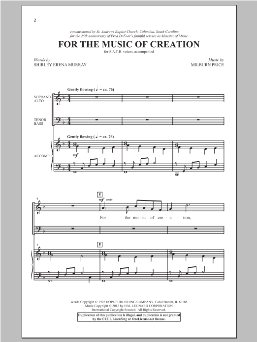 For The Music Of Creation (SATB Choir) von Milburn Price