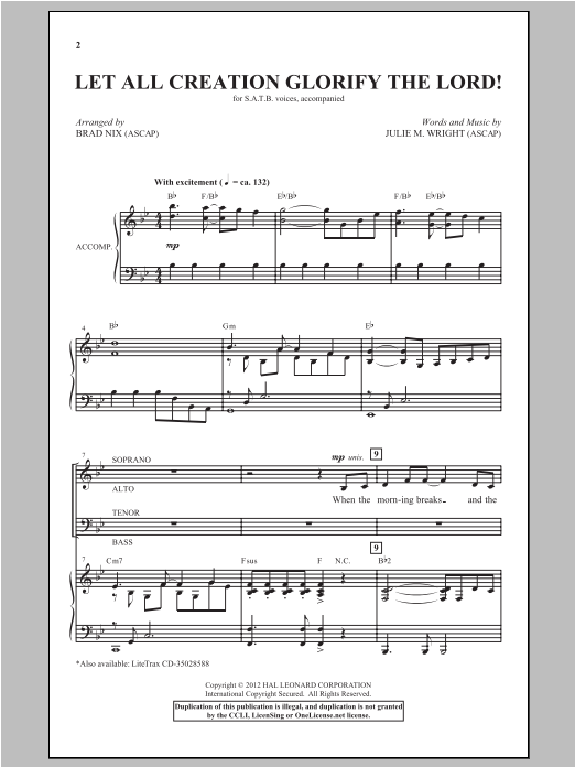 Let All Creation Glorify The Lord! (SATB Choir) von Brad Nix