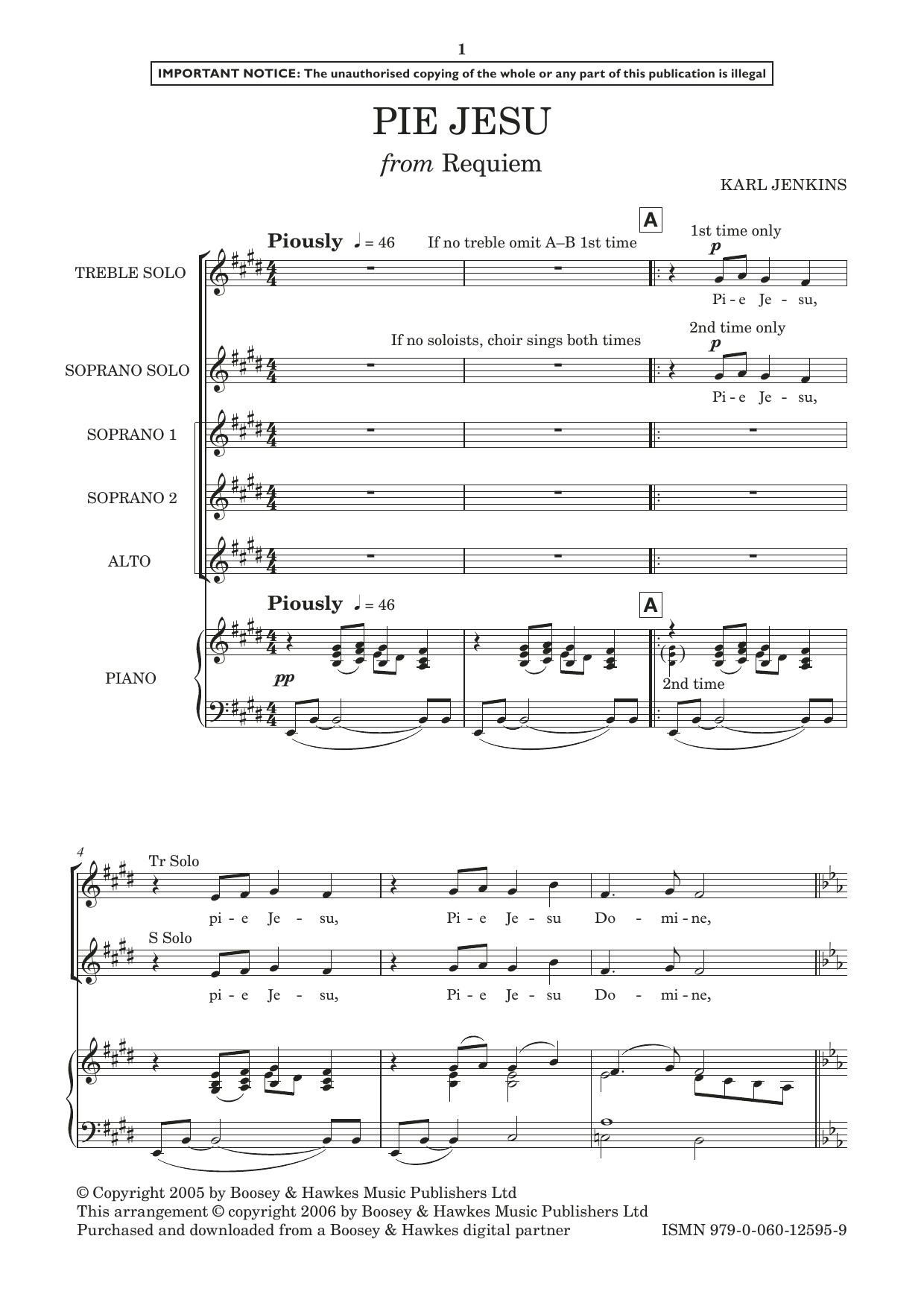 Pie Jesu (SSA Choir) von Karl Jenkins