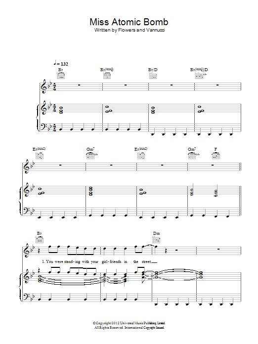 Miss Atomic Bomb (Piano, Vocal & Guitar Chords) von The Killers