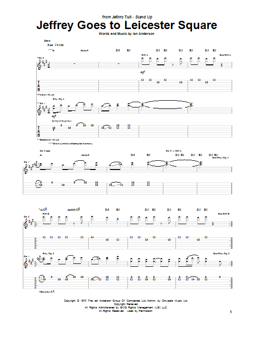 Jeffrey Goes To Leicester Square (Guitar Tab) von Jethro Tull