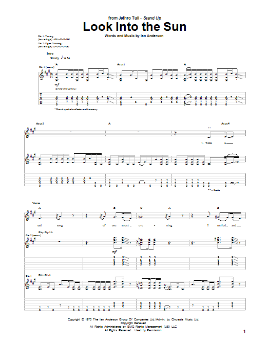 Look Into The Sun (Guitar Tab) von Jethro Tull