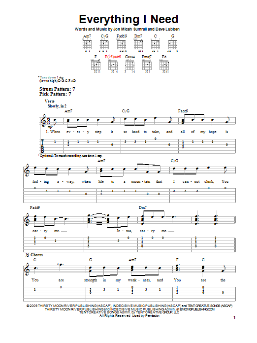 Everything I Need (Easy Guitar Tab) von Kutless