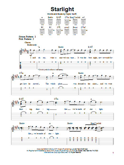 Starlight (Easy Guitar Tab) von Taylor Swift