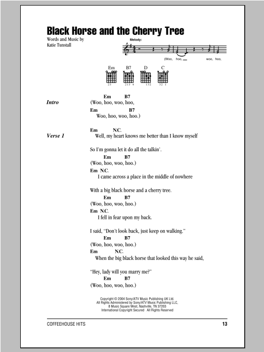 Black Horse And The Cherry Tree (Guitar Chords/Lyrics) von KT Tunstall