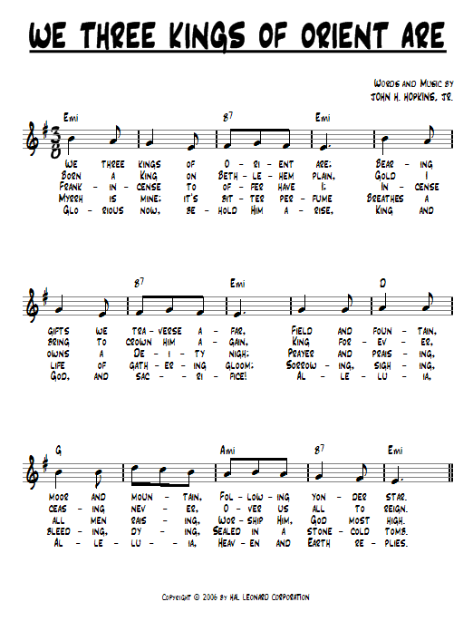 We Three Kings Of Orient Are (Lead Sheet / Fake Book) von John H. Hopkins, Jr.