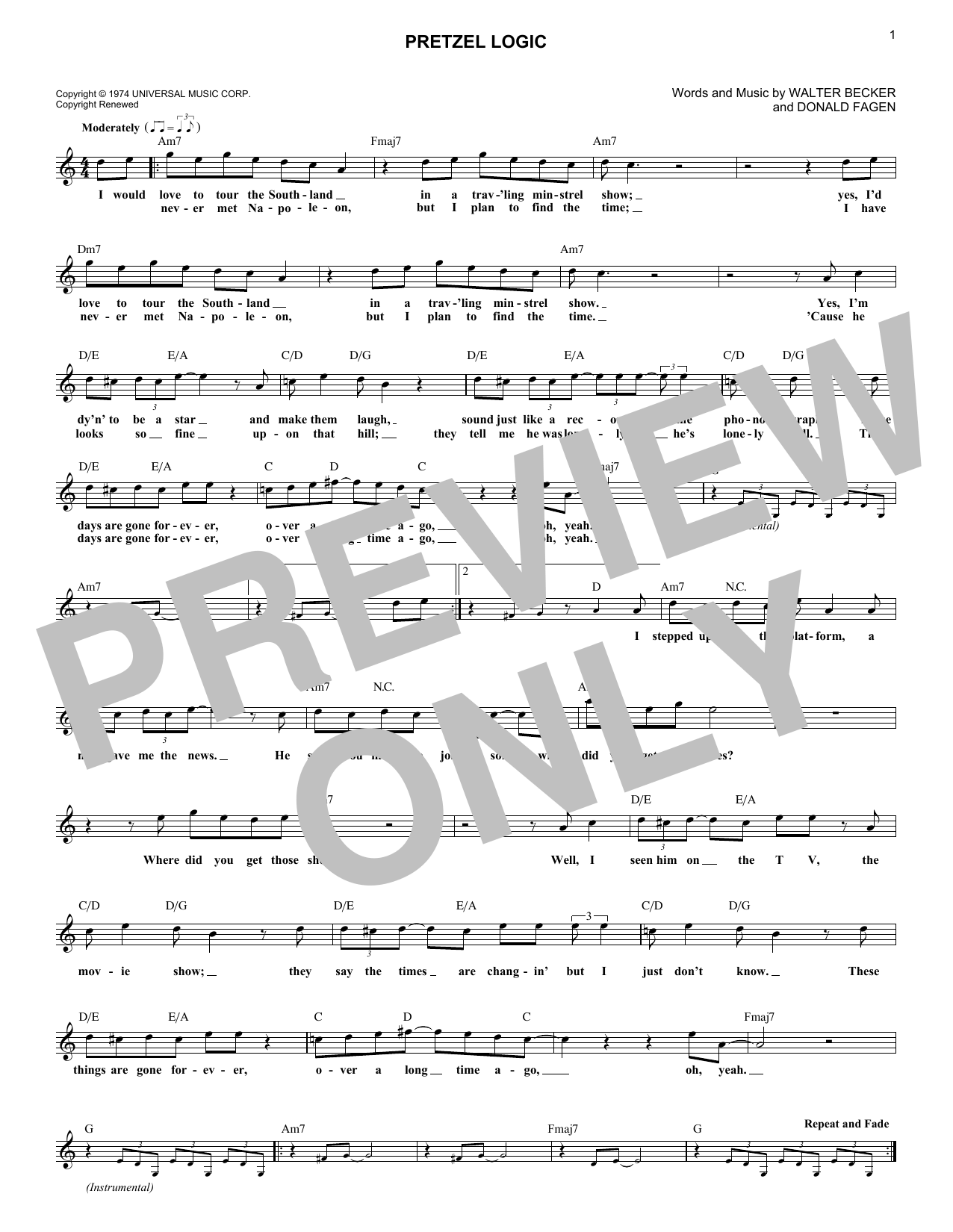 Pretzel Logic (Lead Sheet / Fake Book) von Steely Dan
