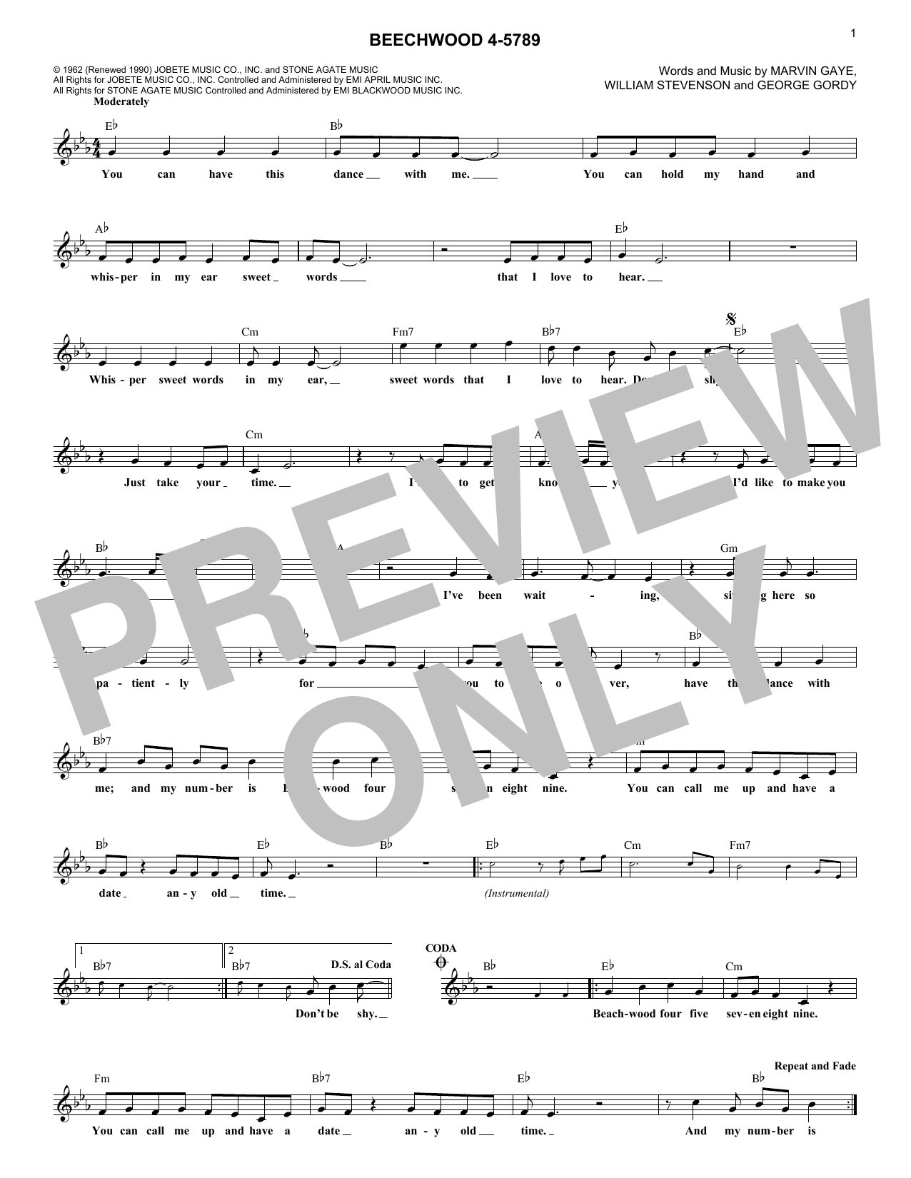 Beechwood 4-5789 (Lead Sheet / Fake Book) von Marvelettes