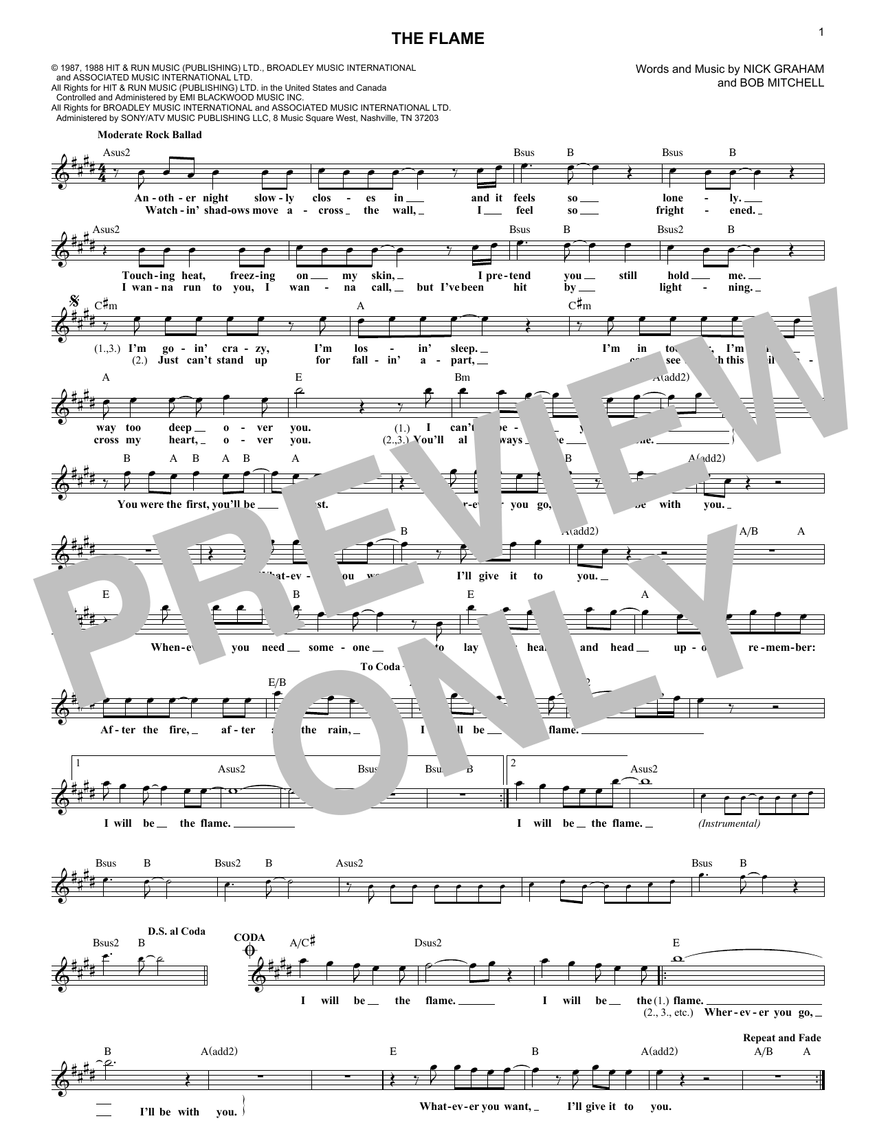 The Flame (Lead Sheet / Fake Book) von Cheap Trick