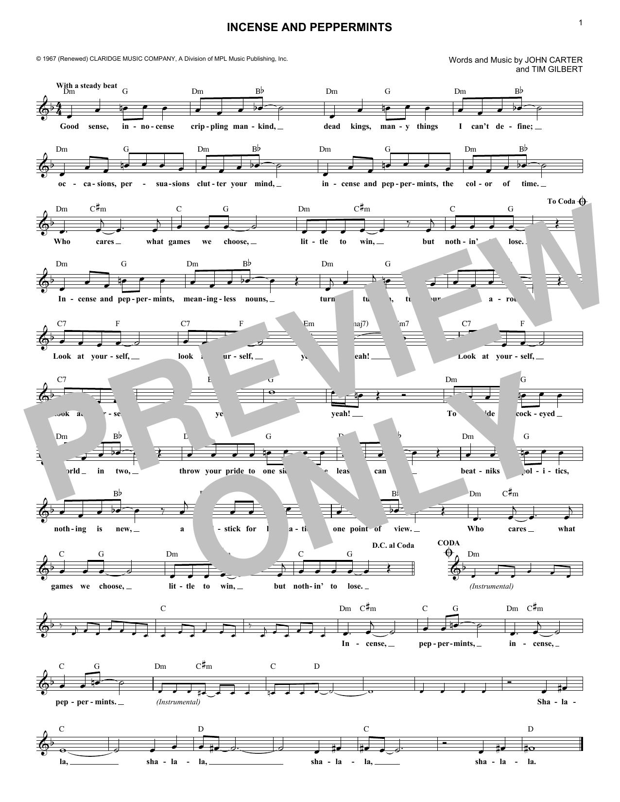 Incense And Peppermints (Lead Sheet / Fake Book) von Strawberry Alarm Clock