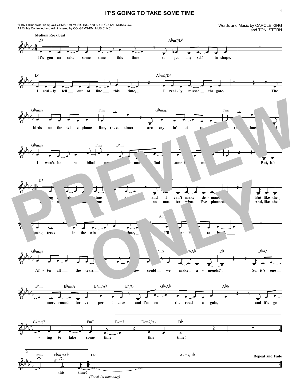 It's Going To Take Some Time (Lead Sheet / Fake Book) von Carpenters