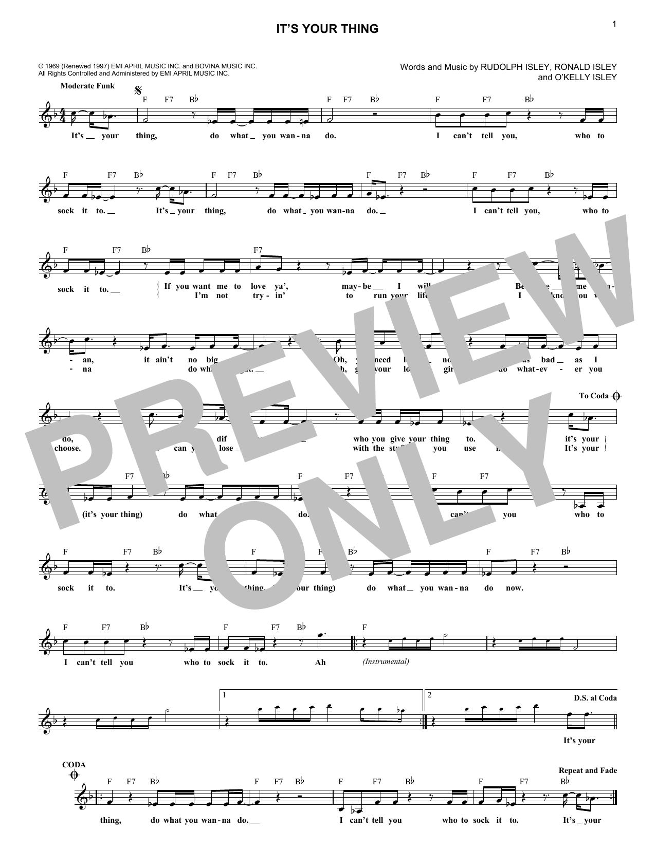 It's Your Thing (Lead Sheet / Fake Book) von The Isley Brothers