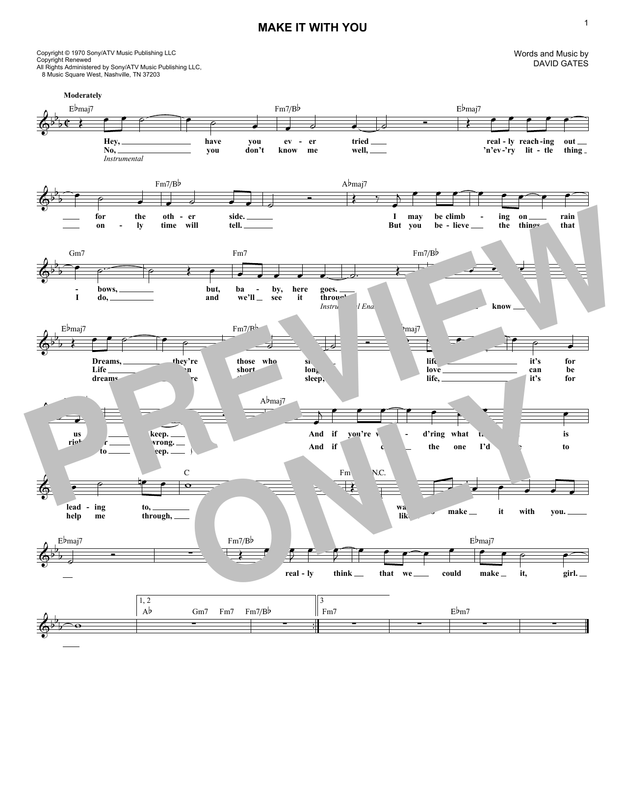 Make It With You (Lead Sheet / Fake Book) von Bread