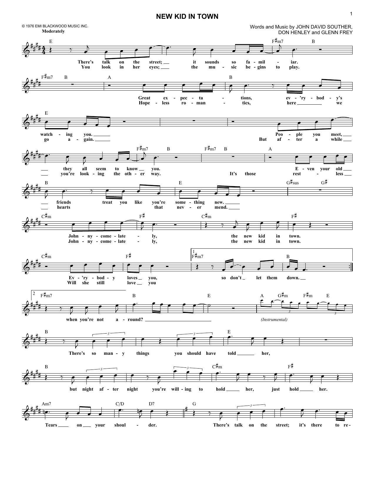 New Kid In Town (Lead Sheet / Fake Book) von Eagles