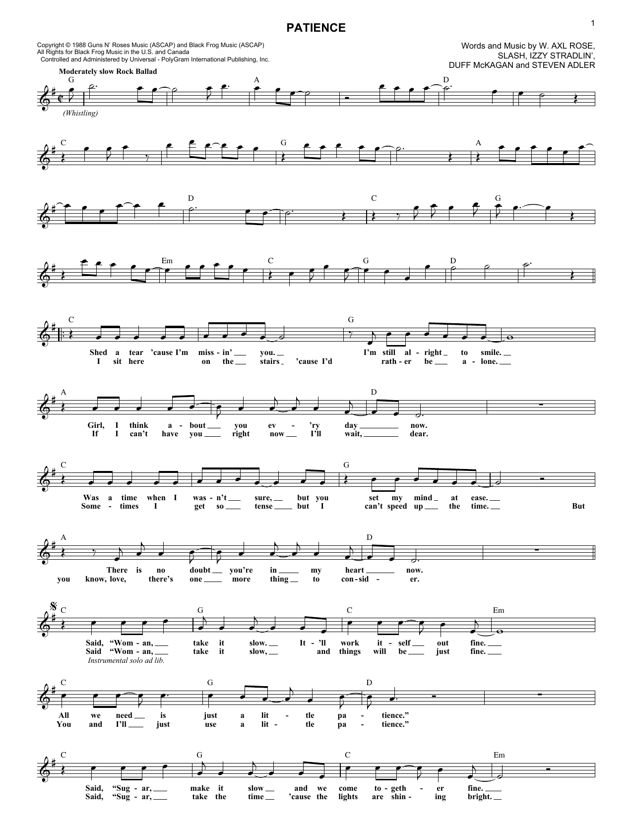 Patience (Lead Sheet / Fake Book) von Guns N' Roses