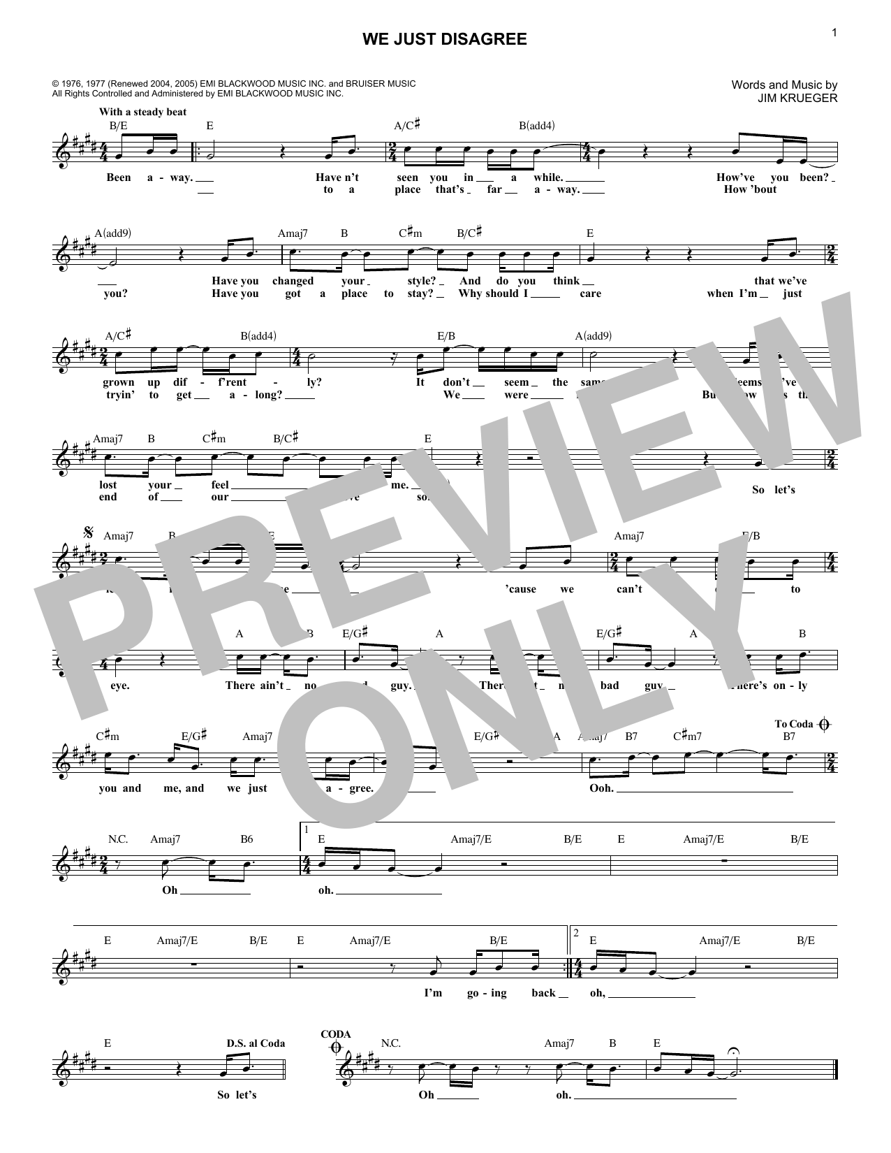 We Just Disagree (Lead Sheet / Fake Book) von Jim Krueger