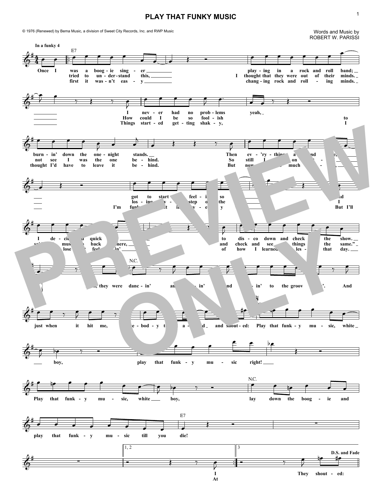 Play That Funky Music (Lead Sheet / Fake Book) von Wild Cherry