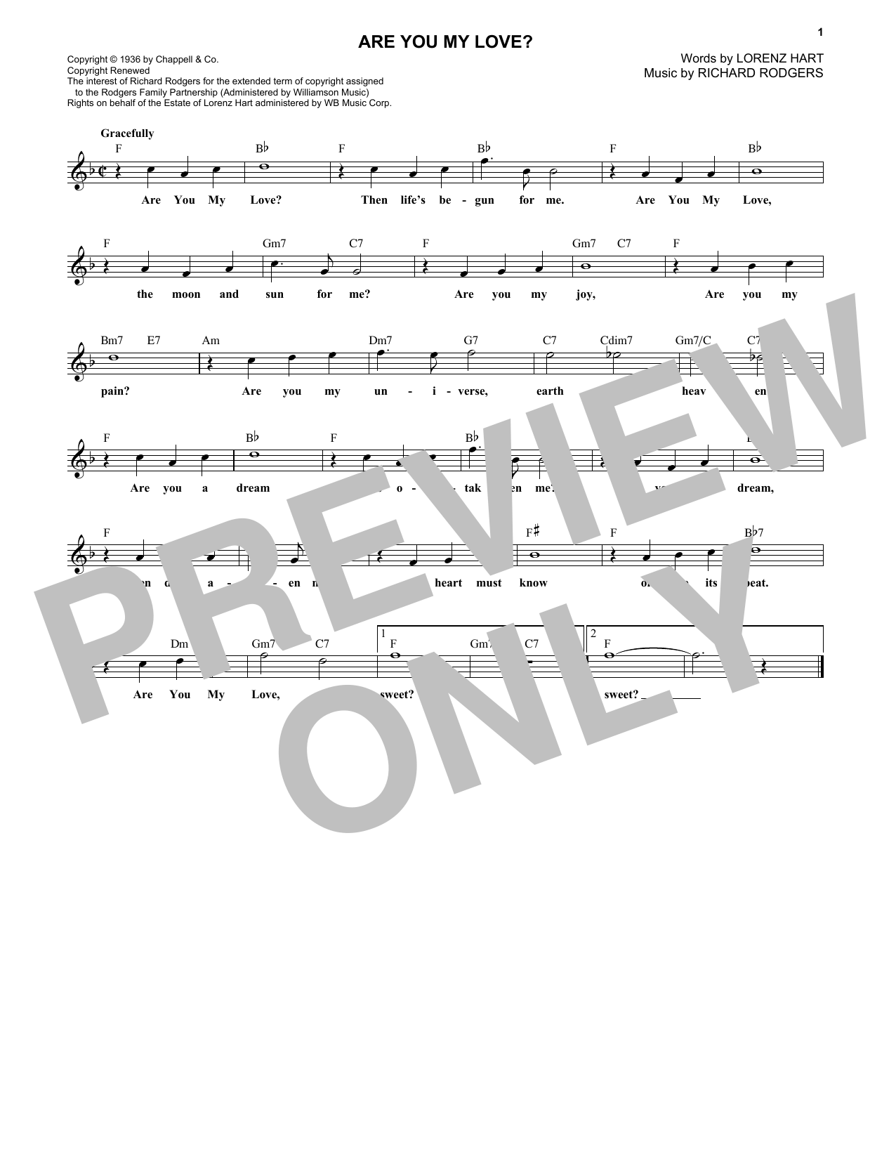 Are You My Love? (Lead Sheet / Fake Book) von Rodgers & Hart