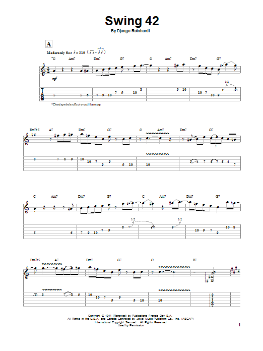Swing 42 (Guitar Tab (Single Guitar)) von Django Reinhardt