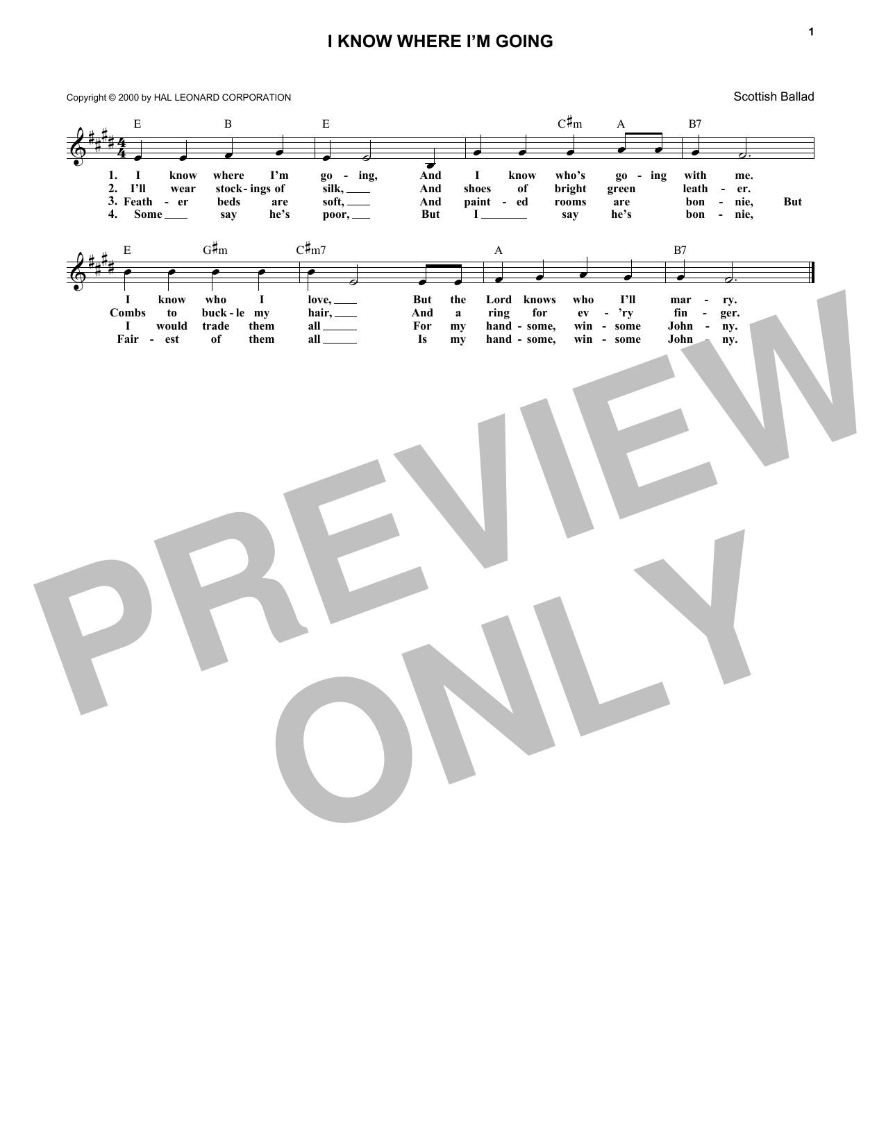I Know Where I'm Goin' (Lead Sheet / Fake Book) von English Folksong