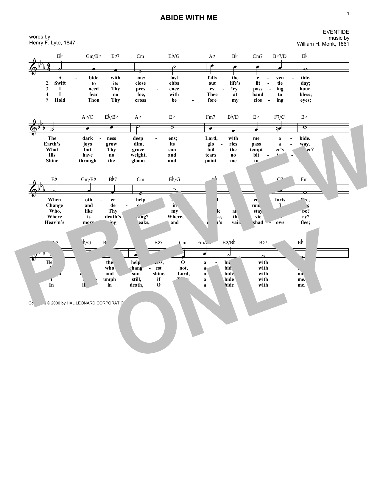 Abide With Me (Lead Sheet / Fake Book) von William H. Monk