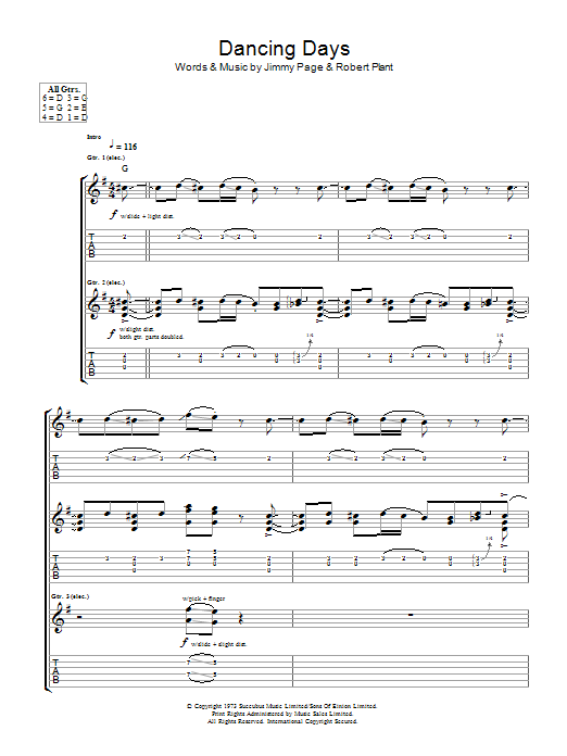 Dancing Days (Guitar Tab) von Led Zeppelin