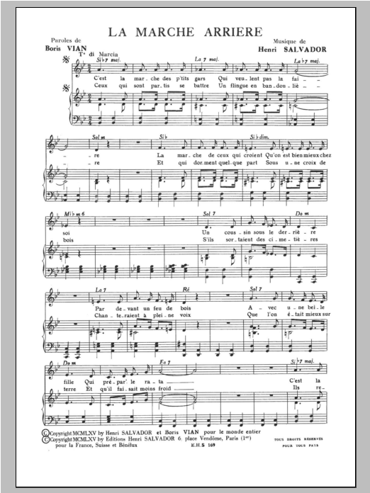 Marche Arriere (Piano & Vocal) von Henri Salvador