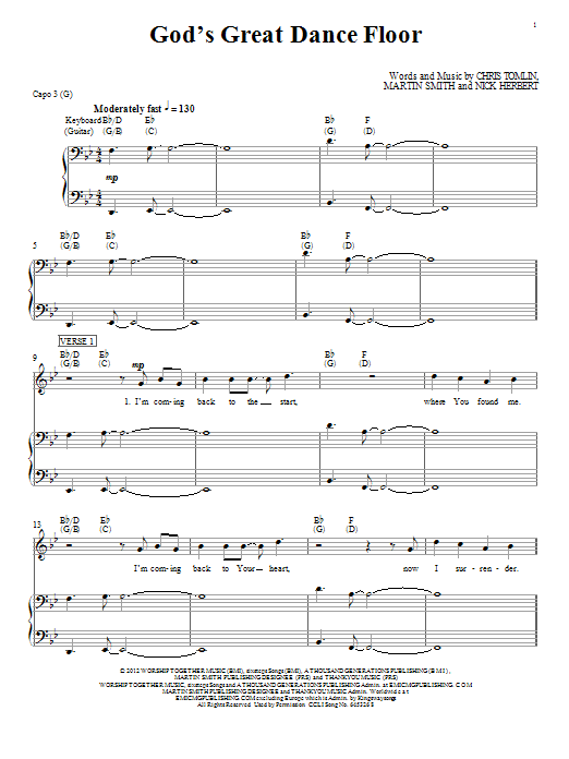 God's Great Dance Floor (Piano, Vocal & Guitar Chords (Right-Hand Melody)) von Chris Tomlin