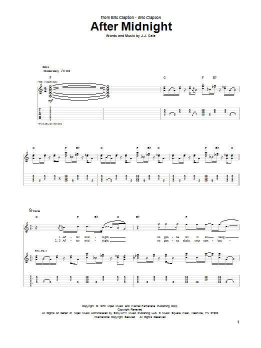 After Midnight (Guitar Tab) von Eric Clapton