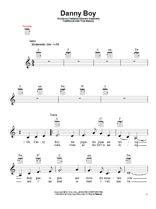 Danny Boy (Ukulele) von Frederick Edward Weatherly