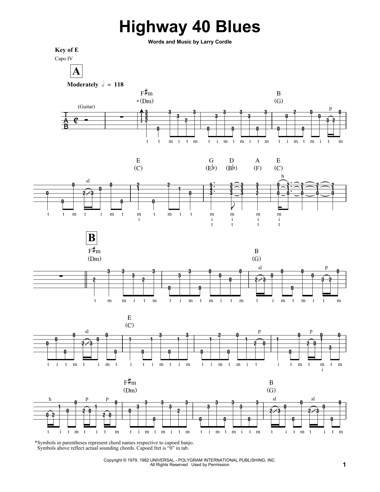 Highway 40 Blues (Banjo Tab) von Ricky Skaggs