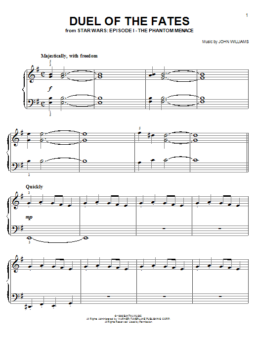 Duel Of The Fates (from Star Wars: The Phantom Menace) (Easy Piano) von John Williams