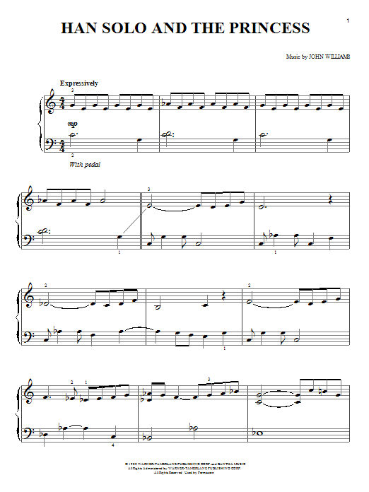 Han Solo And The Princess (from Star Wars: Episode V - The Empire Strikes Back) (Easy Piano) von John Williams