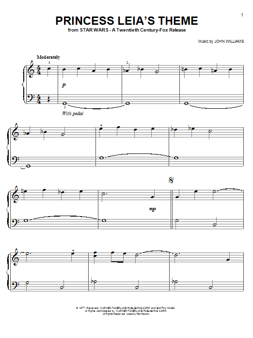 Princess Leia's Theme (Easy Piano) von John Williams