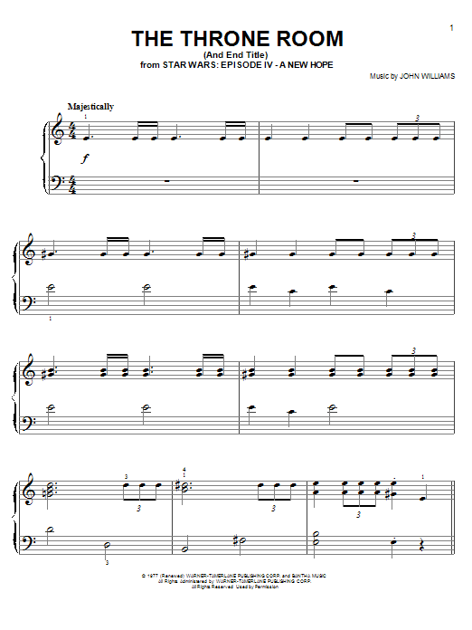 Throne Room and End Title (from Star Wars: A New Hope) (Easy Piano) von John Williams