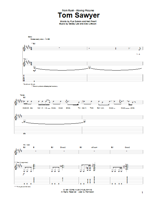 Tom Sawyer (Guitar Tab) von Rush