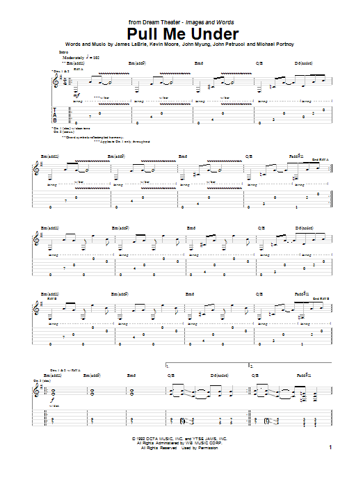 Pull Me Under (Guitar Tab) von Dream Theater