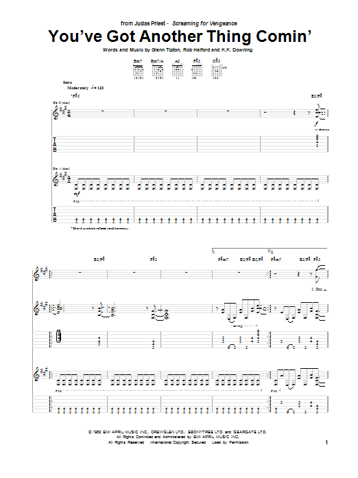 You've Got Another Thing Comin' (Guitar Tab) von Judas Priest