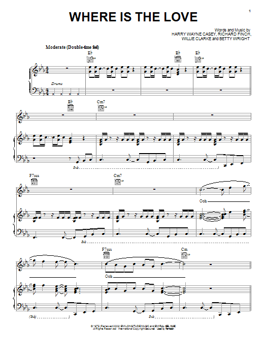 Where Is The Love (Piano, Vocal & Guitar Chords (Right-Hand Melody)) von Harry Wayne Casey