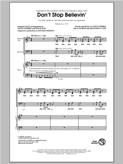 Don't Stop Believin' (SAB Choir) von Roger Emerson