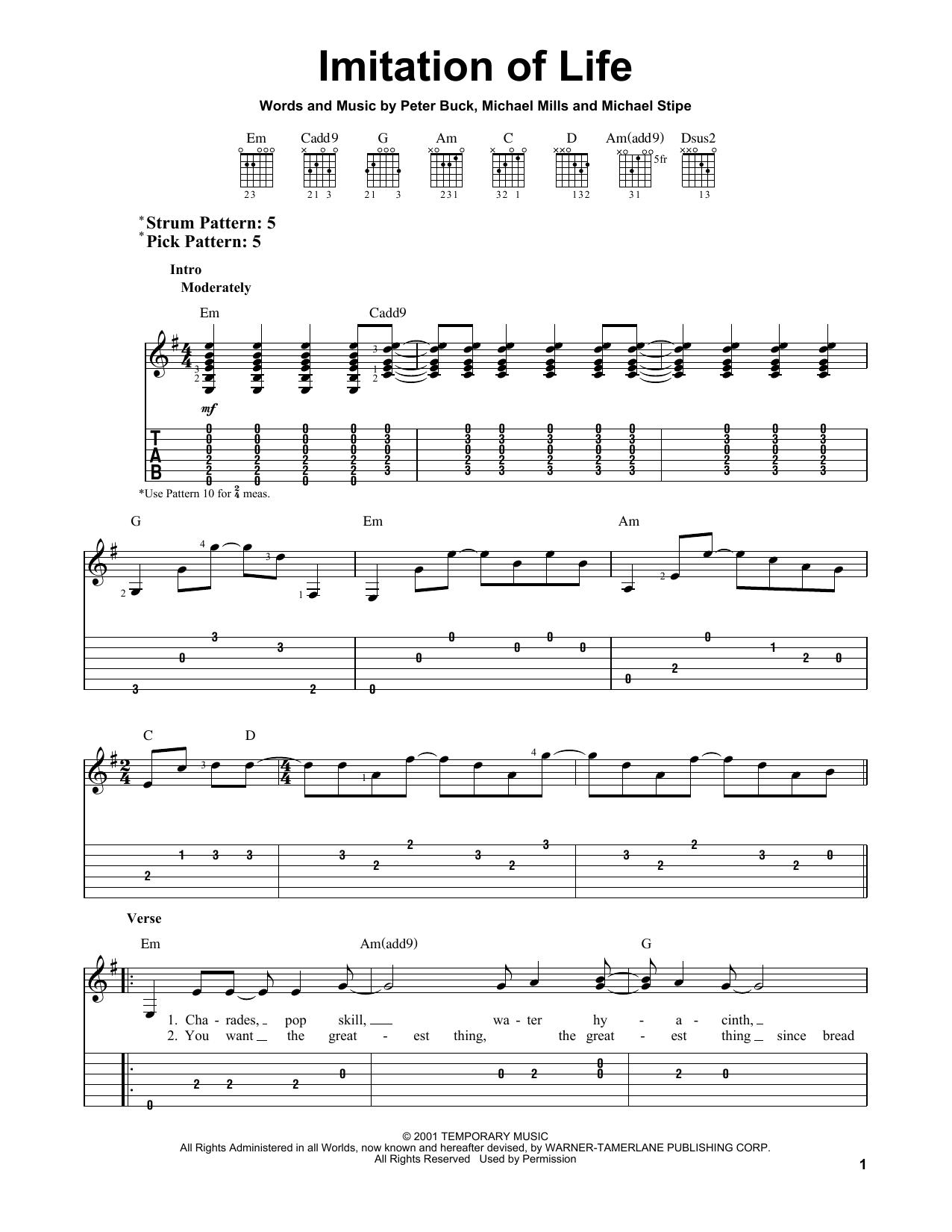 Imitation Of Life (Easy Guitar Tab) von R.E.M.