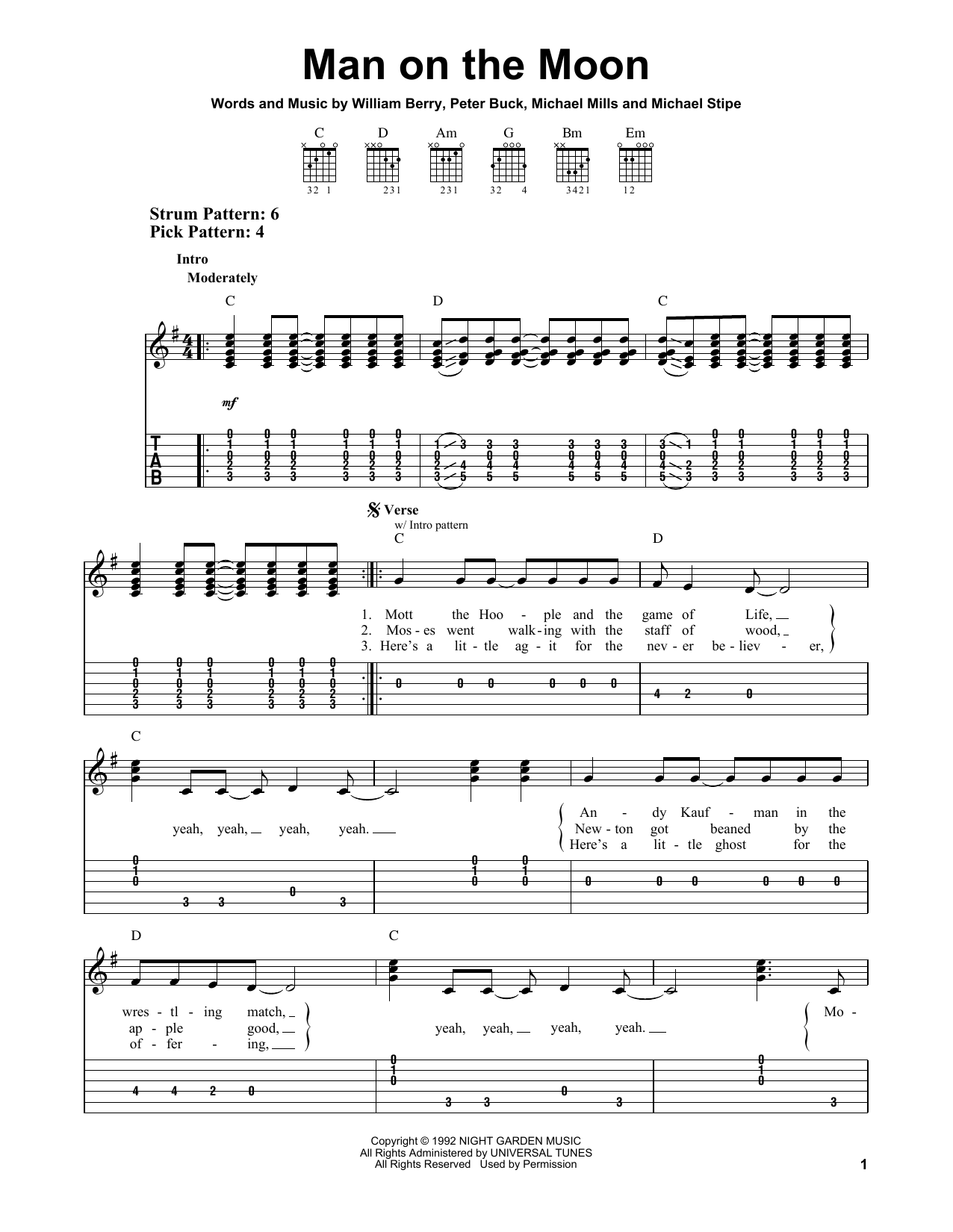 Man On The Moon (Easy Guitar Tab) von R.E.M.
