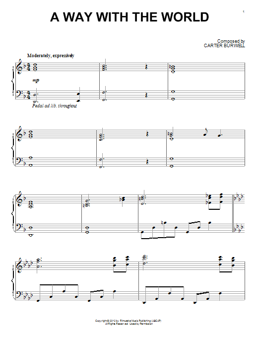 A Way With The World (Piano Solo) von Carter Burwell