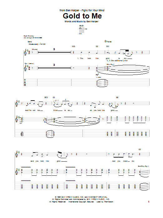 Gold To Me (Guitar Tab) von Ben Harper