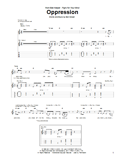 Oppression (Guitar Tab) von Ben Harper