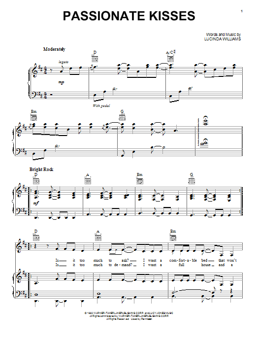 Passionate Kisses (Piano, Vocal & Guitar Chords (Right-Hand Melody)) von Mary Chapin Carpenter